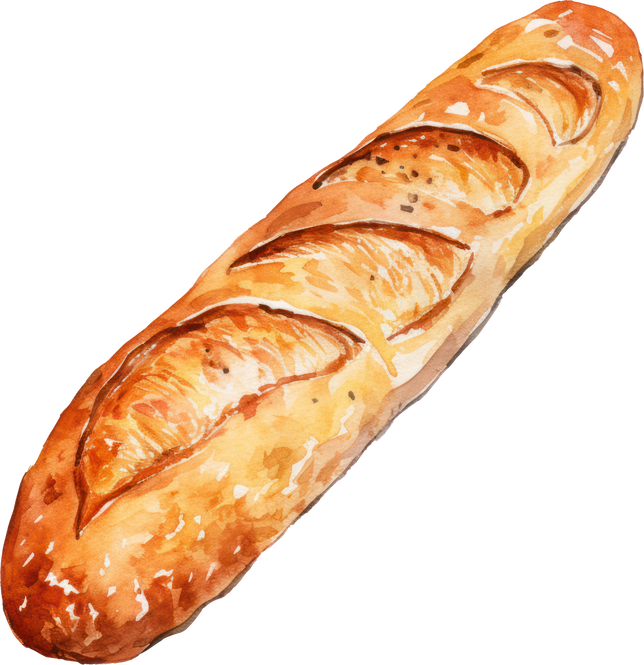 Baguette watercolor illustration